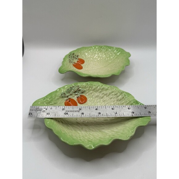 Vintage 1930s Beswick Ware Green Cabbage & Tomato Serving Plates Set Of 2 (214) - Picture 7 of 10